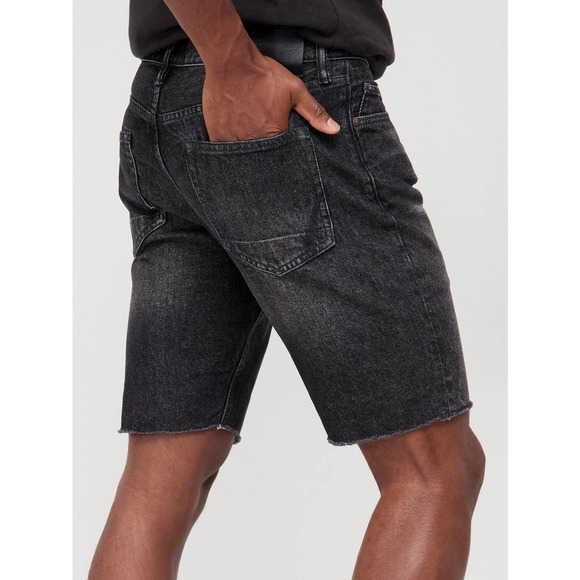 NEW ALLSAINTS Switch Denim Shorts Men's Size 33 Washed Black Raw Hem Slim Fit - Picture 7 of 11